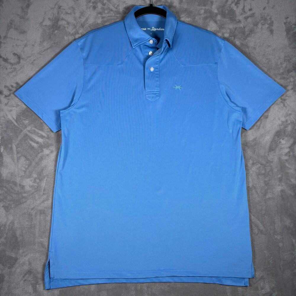 Texas Standard Polo Shirt Men’s Large Blue Performance Stretch Golf Western L